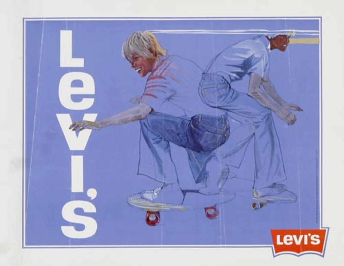 Levis Jeans Skateboarding Original American Advertising Poster
