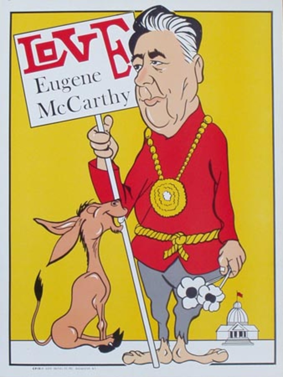 Love Eugene McCarthy Original Vintage Political Poster