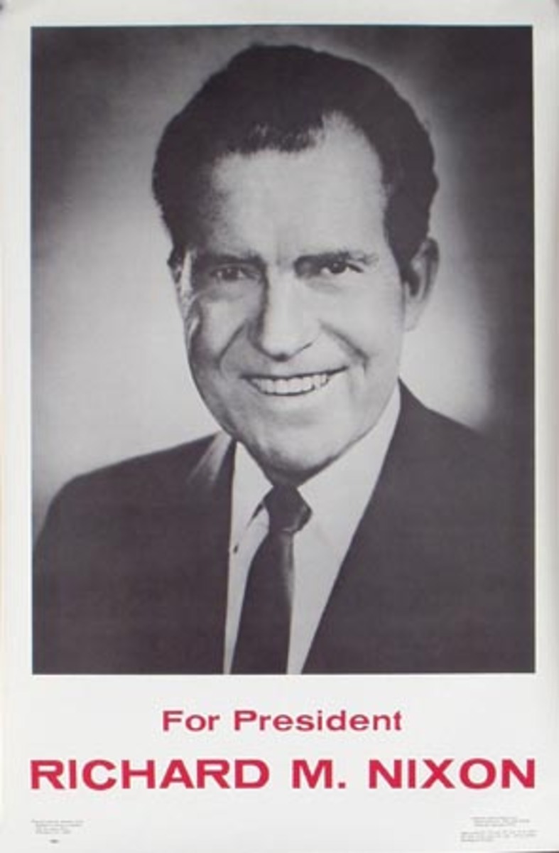 Richard Nixon Original Vintage Political Poster B and W Photo
