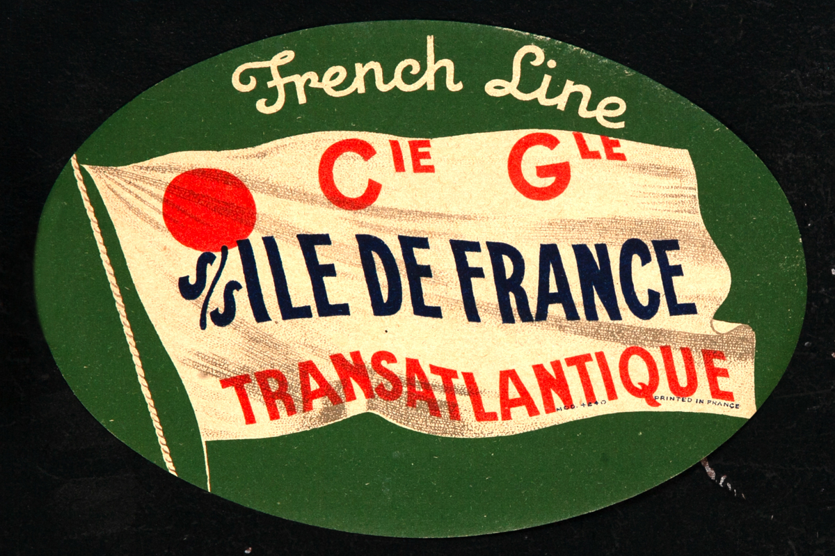 Linea Francesa Cie Gle Transatlantique  SS Isle de France Luggage Label