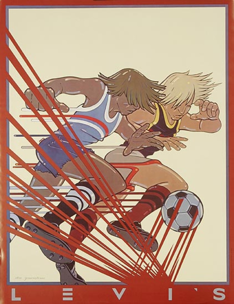 Levi's Pants Original Advertising Poster Soccer