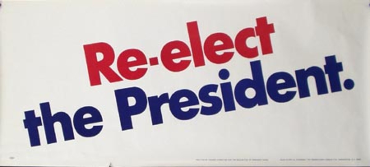 Richard Nixon Original Vintage Political Poster Re-Elect Nixon