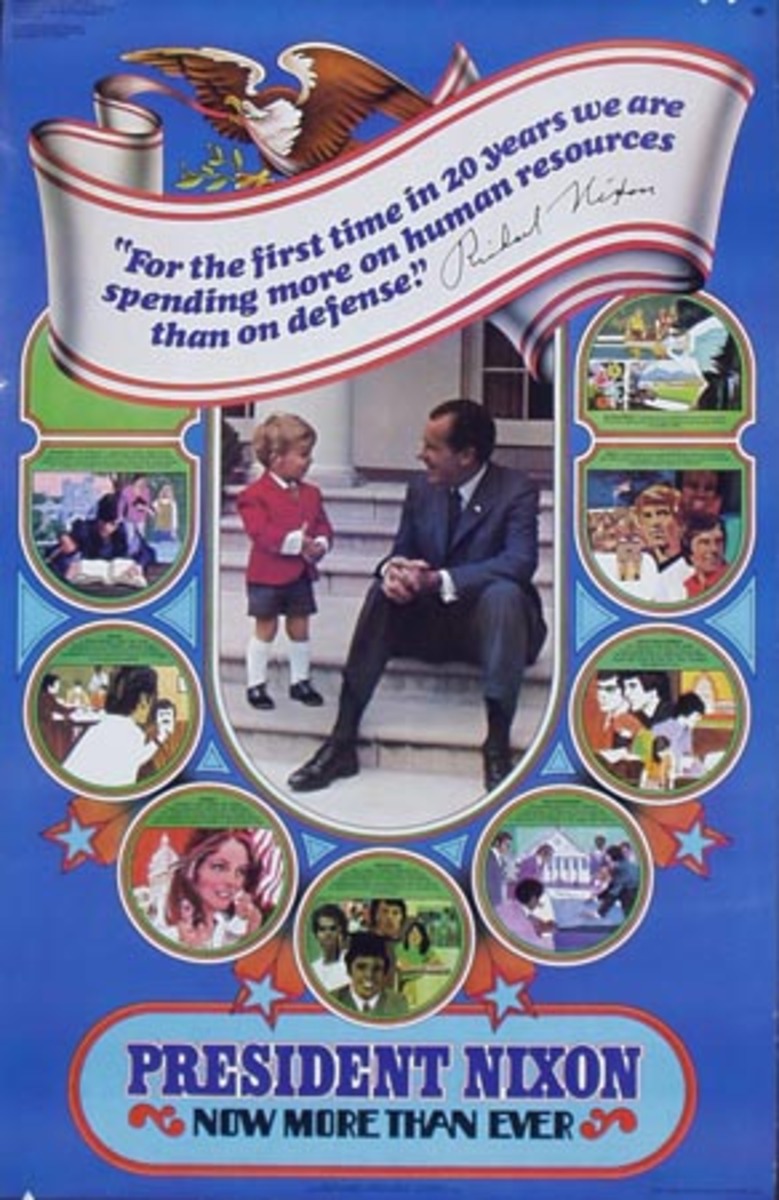 President Nixon Now More Than Ever Original Vintage Political Poster Nixon with kid