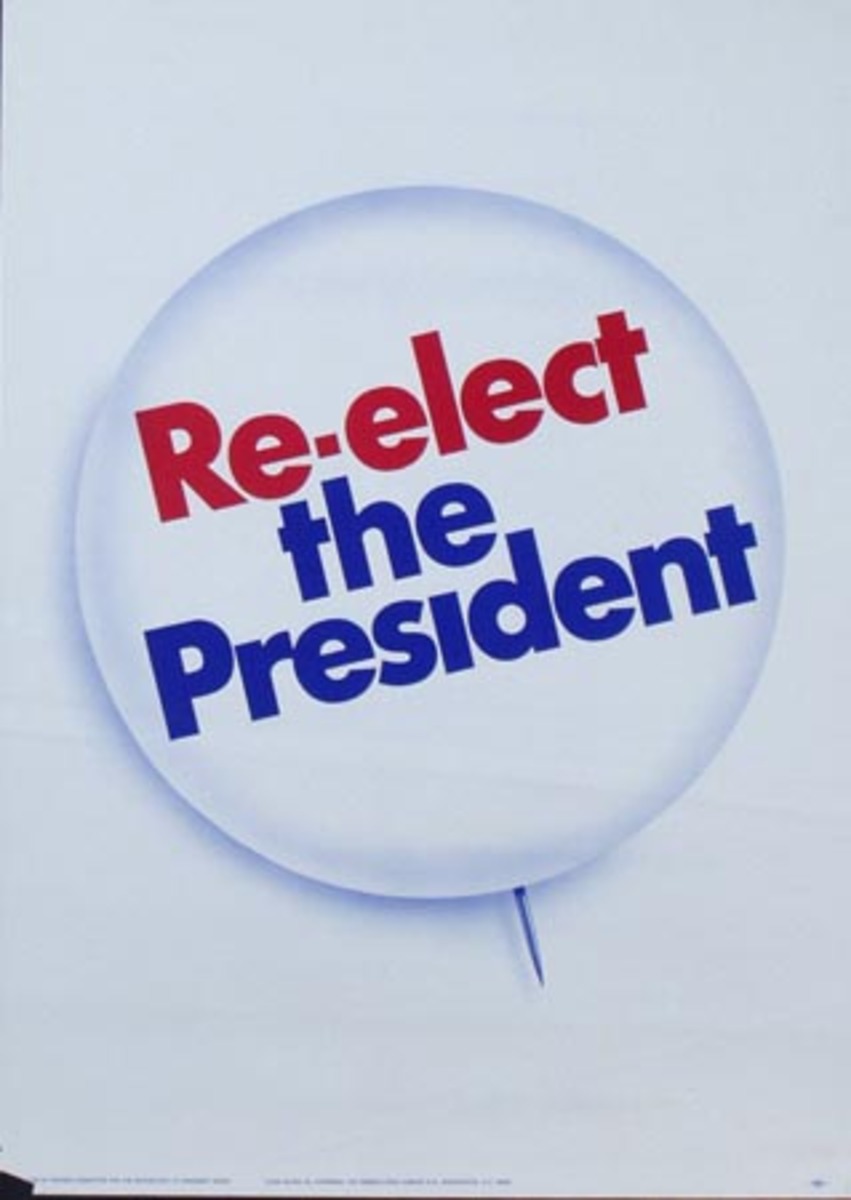 Reelect The President Original Vintage Political Poster Nixon
