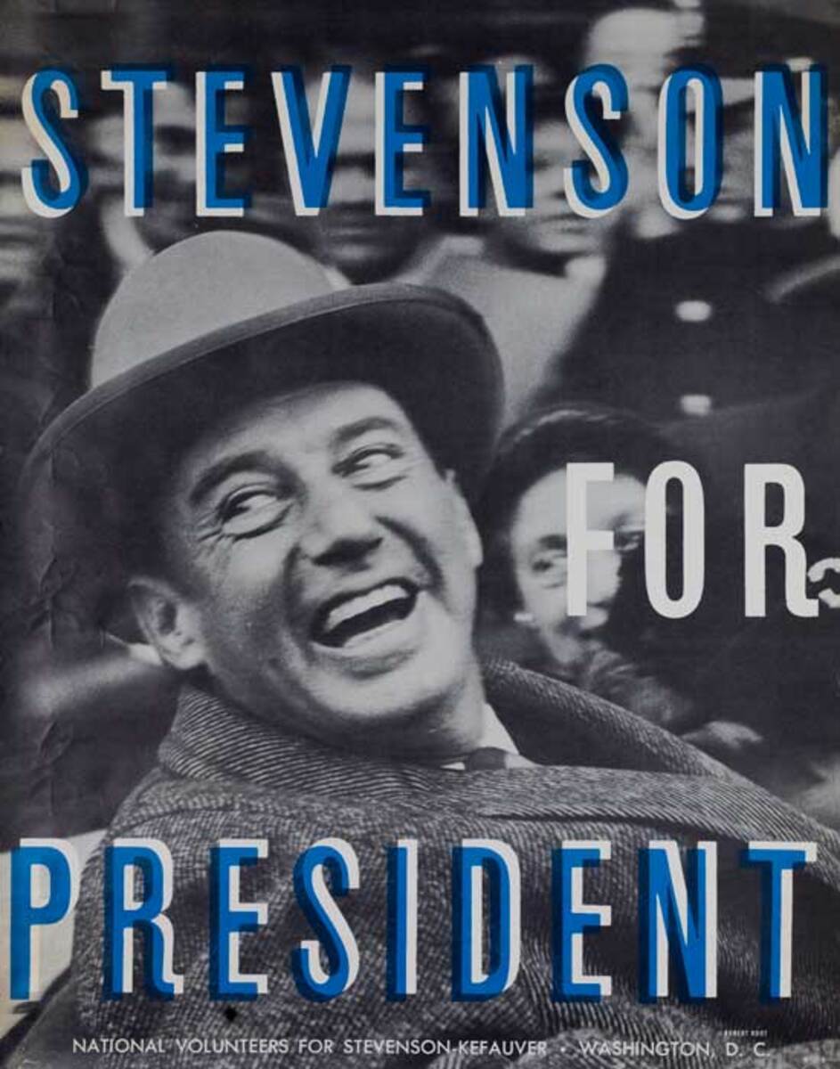 Adlai Stevenson for President Original Vintage Political Poster