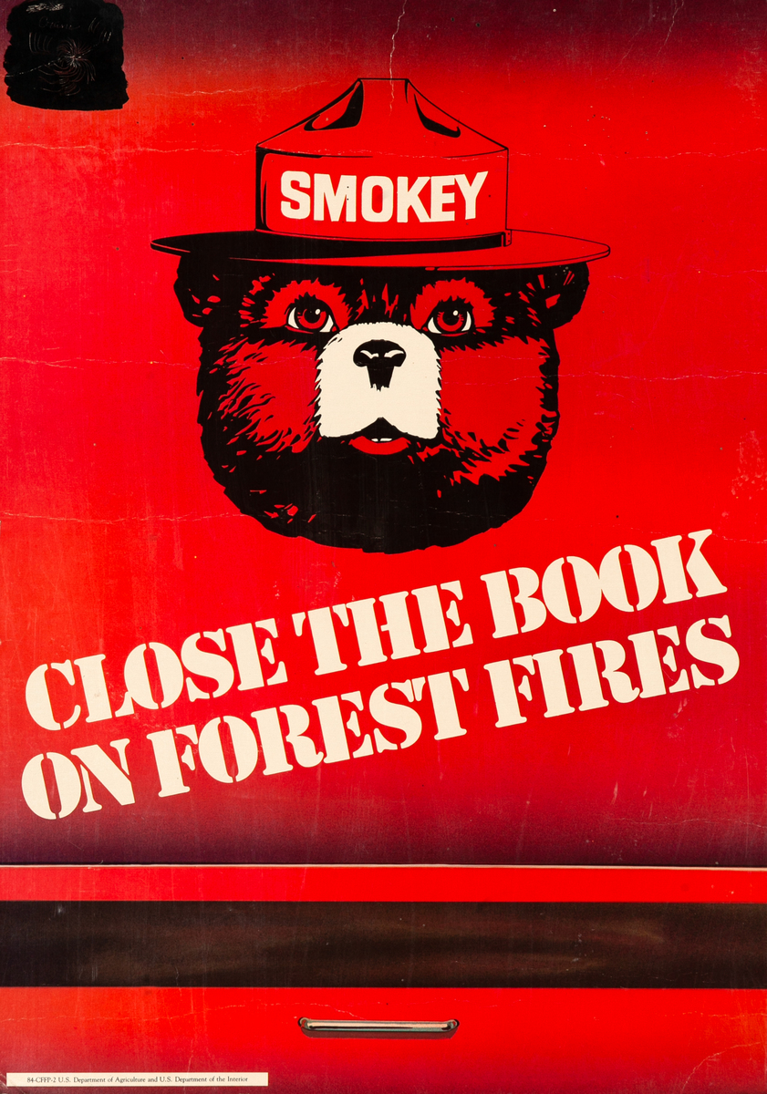 Close the Book on Forest Fires Original Smokey Bear Fire Prevention Poster