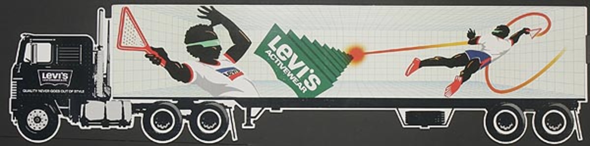 Levi's Pants Original Advertising Poster Truck racketball die cut 
