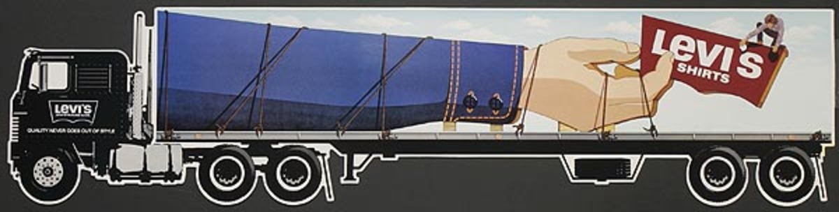 Levi's Pants Original Advertising Poster Truck - gulliver arm die cut 