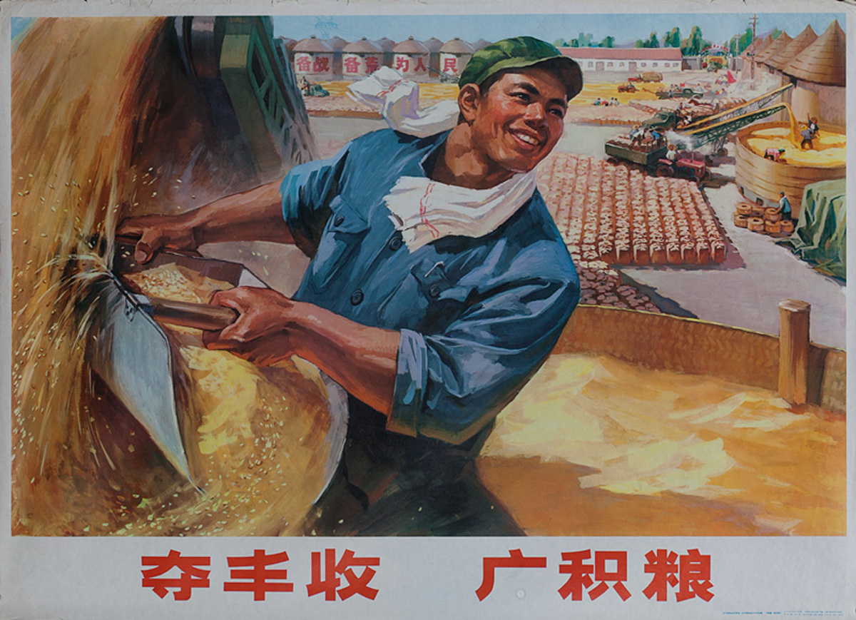 AAA "Abundant Harvest" Original Chinese Cultural Revolution Poster Rice Farmer 