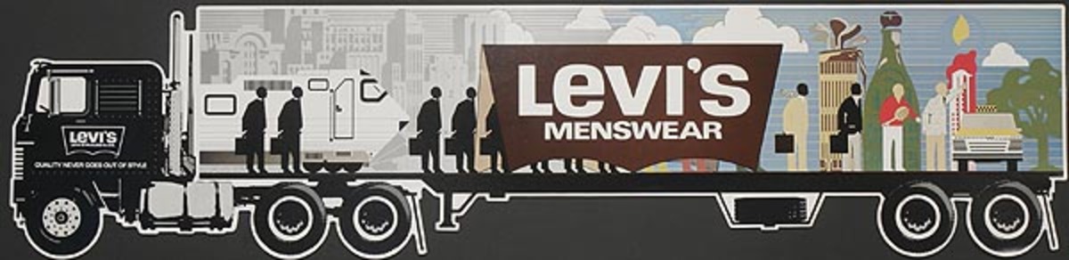 Levi's Pants Original Advertising Poster Truck -  menswear die cut