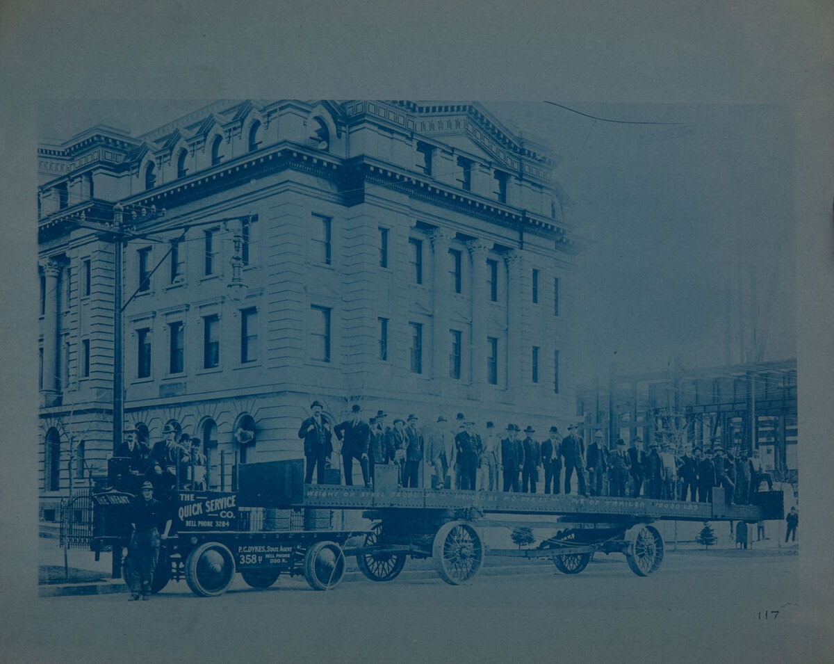Couple-Gear Freight-Wheel Company Truck Cyanotype Photo 117 The Quick Service Co 