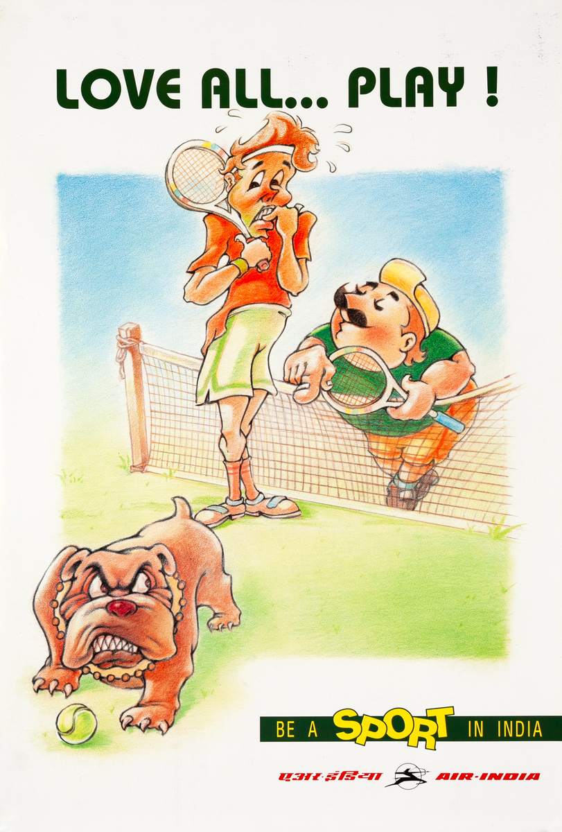 Air India Travel Poster - Love All… Play! Tennis
