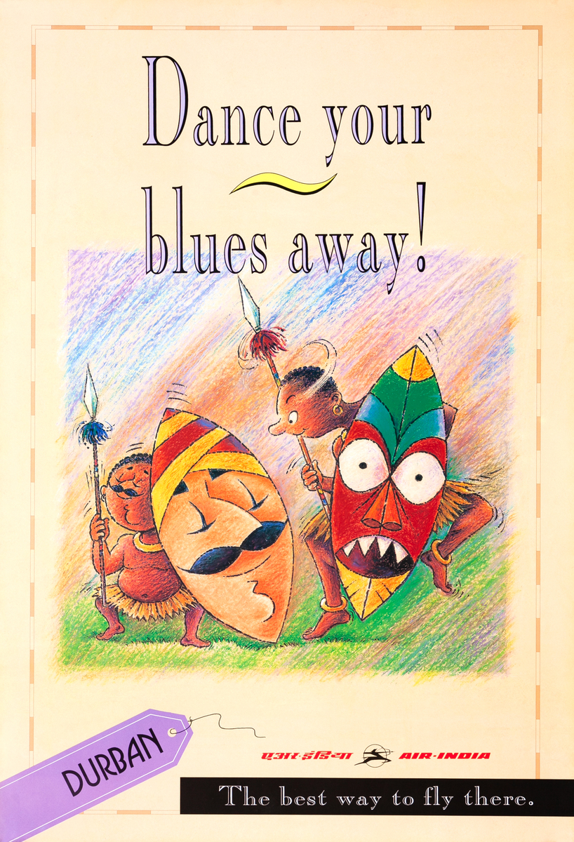 Air India Travel Poster Dance Your Blues Away - Dunlin The best way ti fly there. 