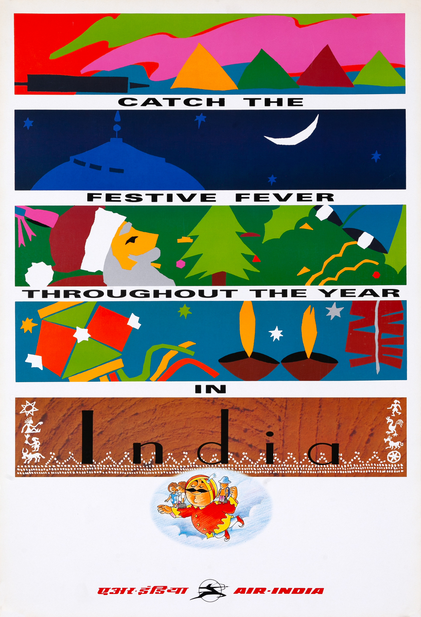 Air India Travel Poster - Catch the Festive Fever Throughout the Year in India
