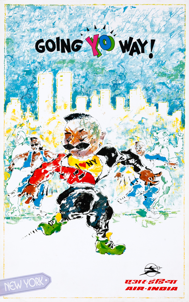 Air India Travel Poster - New York Breakdancing Going Yo Way!