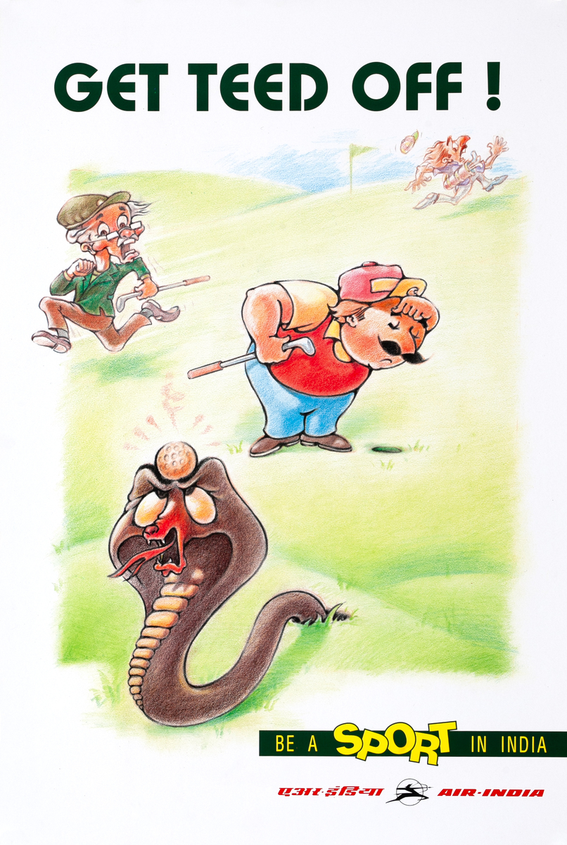 Air India Travel Poster - Get Teed Off! Golf