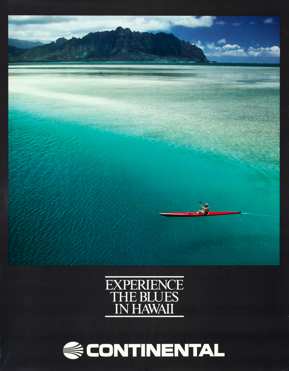 Experience the Blues in Hawaii Original Continental Airlines Poster