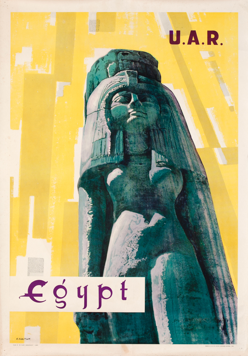 Egypt U.A.R. Original Travel Poster Statue