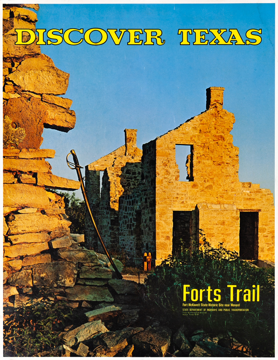 Discover Texas Forts Trail Original Travel Poster