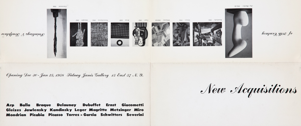 New Acquisitions Original Sidney Janis Gallery Brochure 