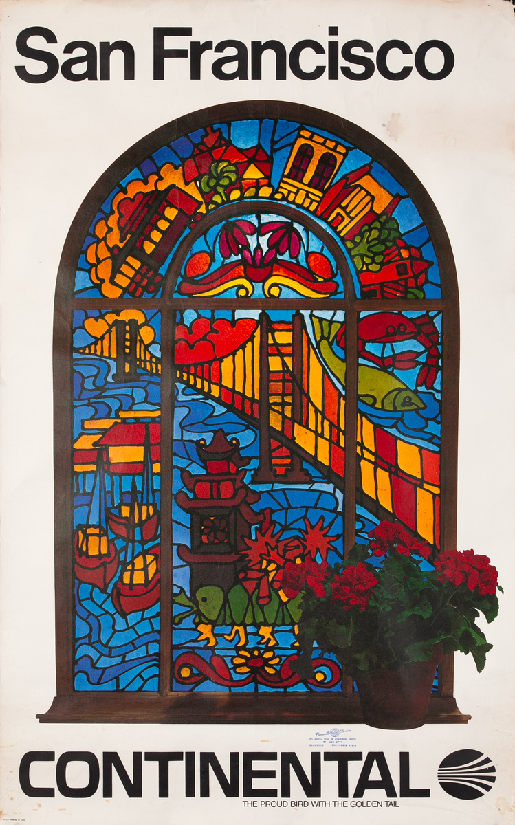 San Fransisco Original Continental Airlines Travel Poster