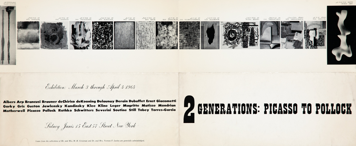2 Generations Picasso to Pollack Original Sidney Janis Gallery Brochure 
