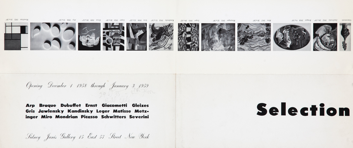 Selection Original Sidney Janis Gallery Brochure