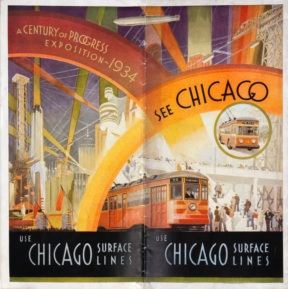 A Century of Progress Exposition 1934 See Chicago Original Chicago Surface Lines Brochure