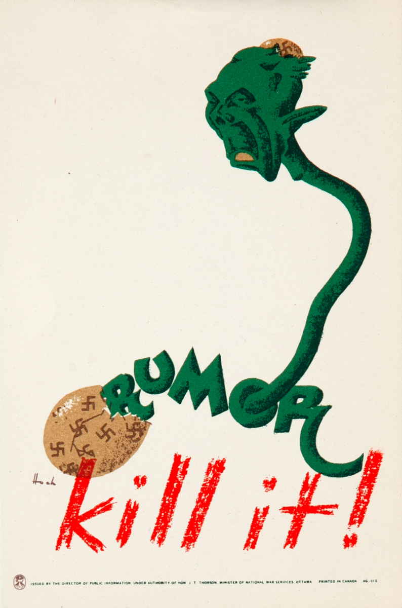 Rumor - Kill it! Original WWII Canadian Poster