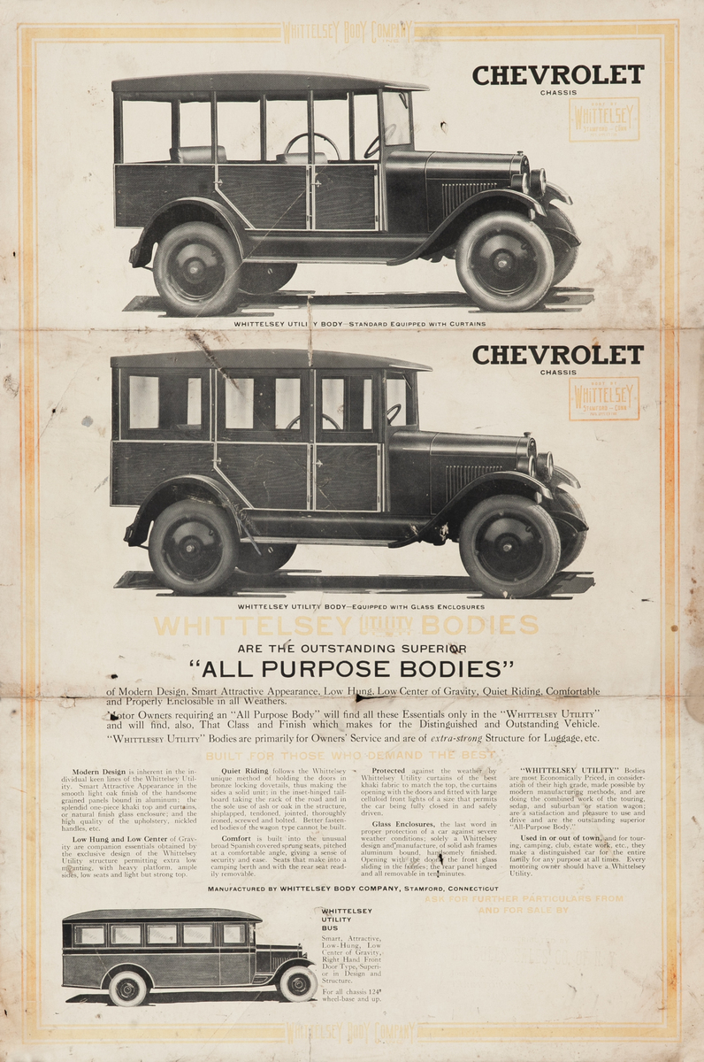 Chevrolet All Purpose Bodies Automobile Advertising Poster