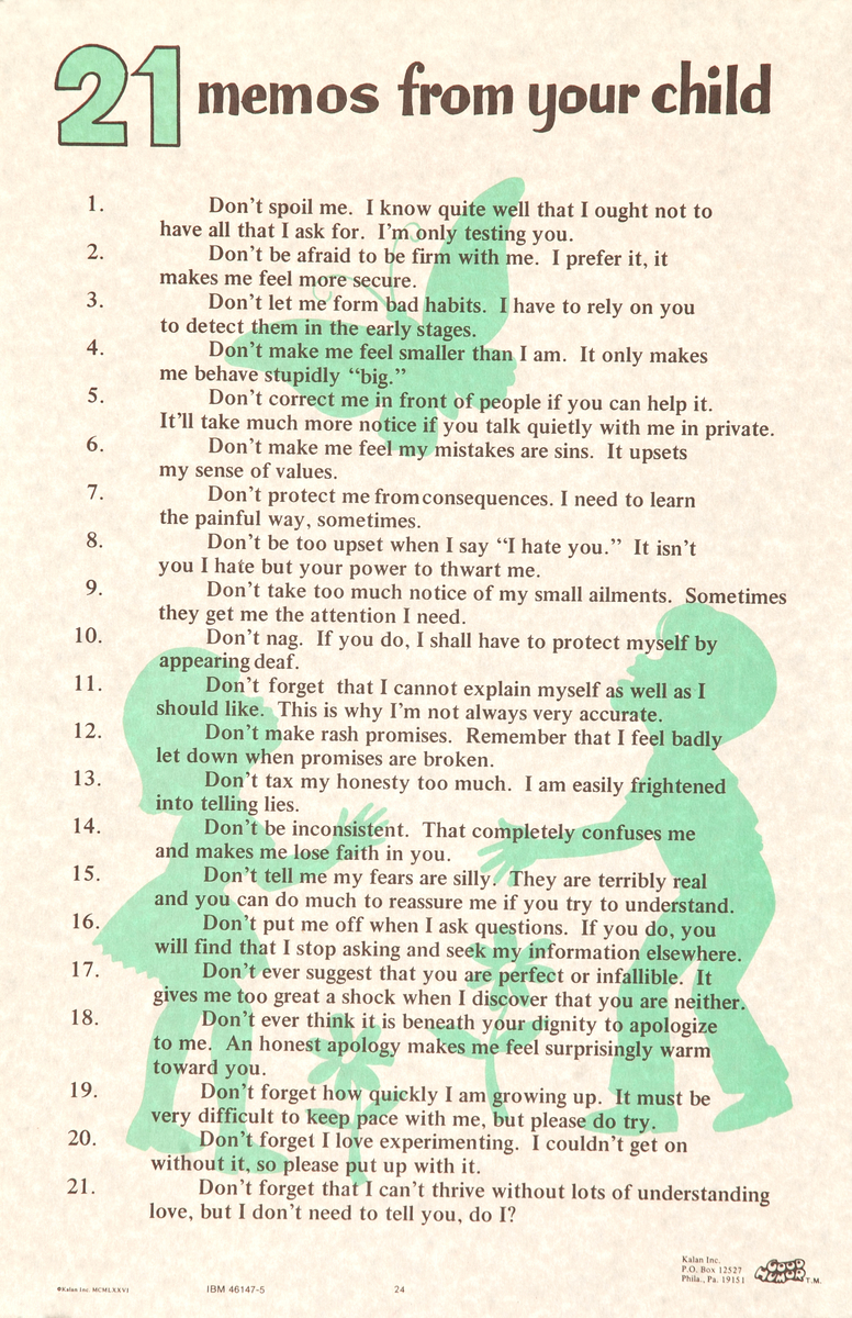 Comic Good Humor Poster - 21 memos from your child