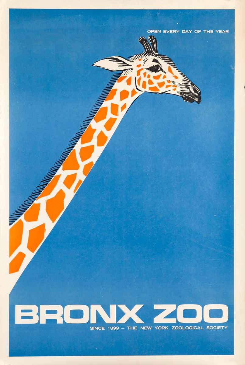 Bronx Zoo Giraffe Original U.S. Travel Poster