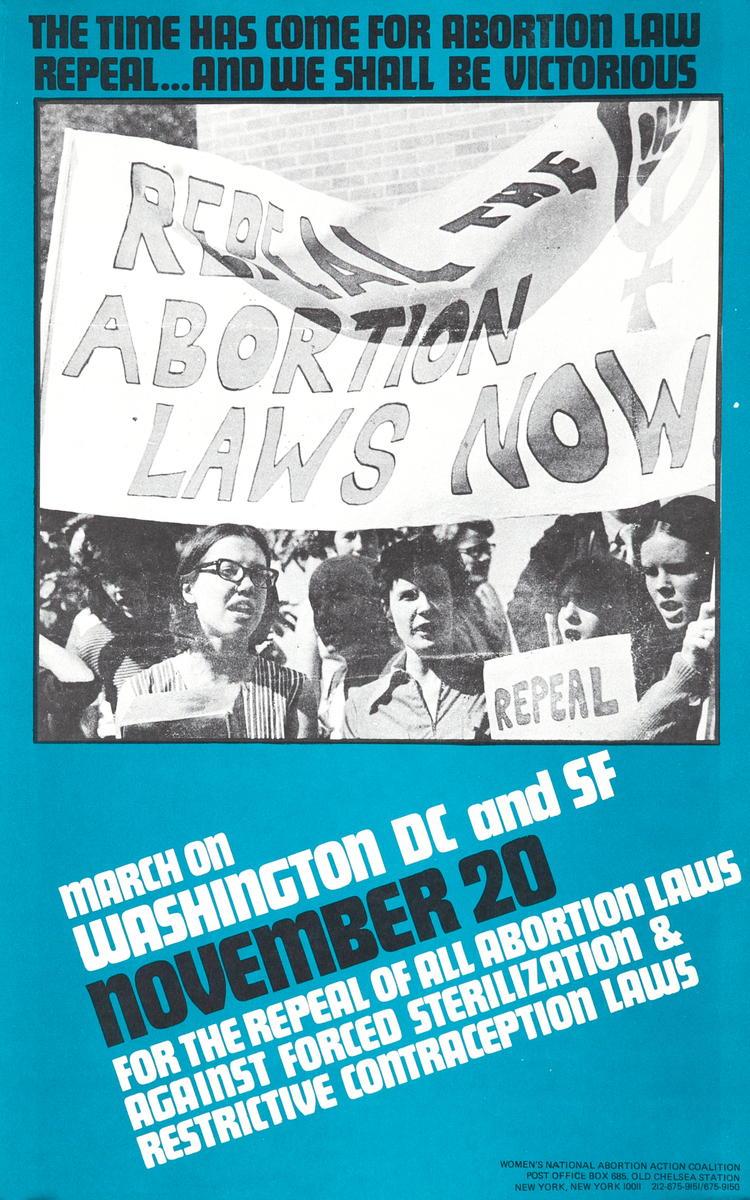 The Time Has Come for Abortion Law Repeal Original Protest Poster Blue