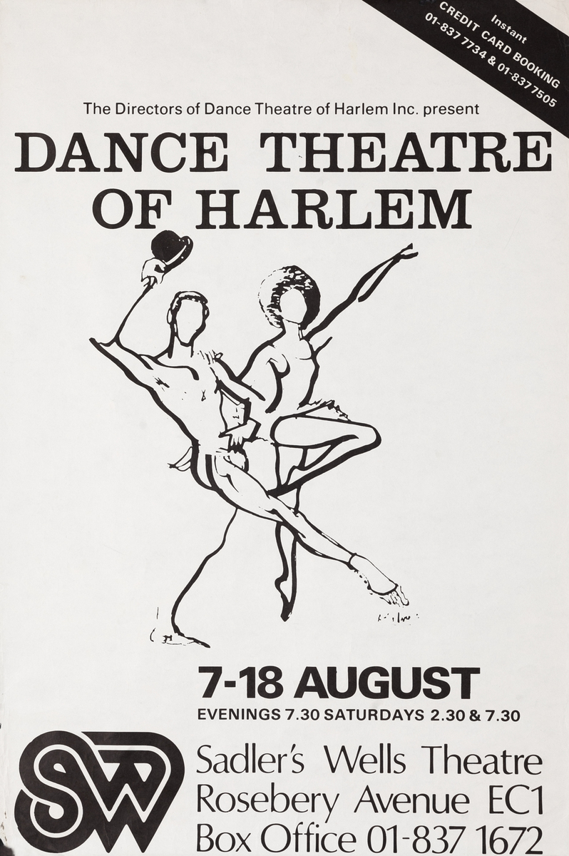 Sadler's Wells Theatre Original Dance Theatre of Harlem Ballet Poster White