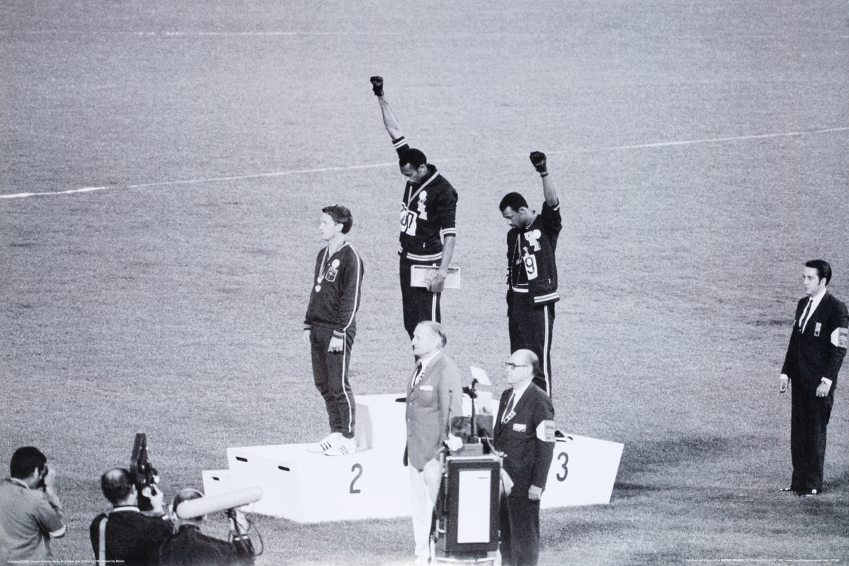 1968 Mexico Olympic Medalists Giving Black Power Sign Original Protest Poster