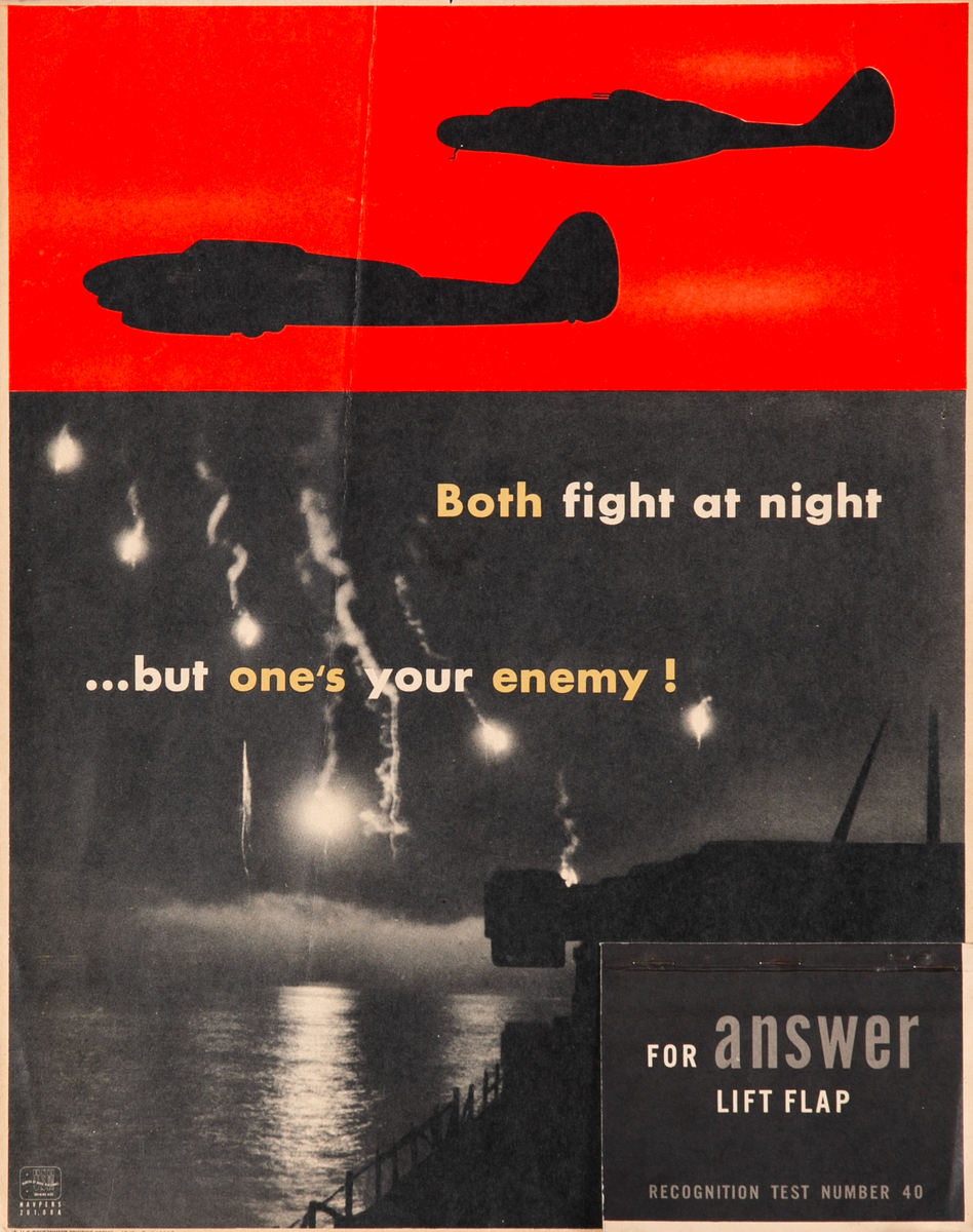 Both Fight at Night... but one's your enemy! Original WWII Aircraft Recognition Training Chart