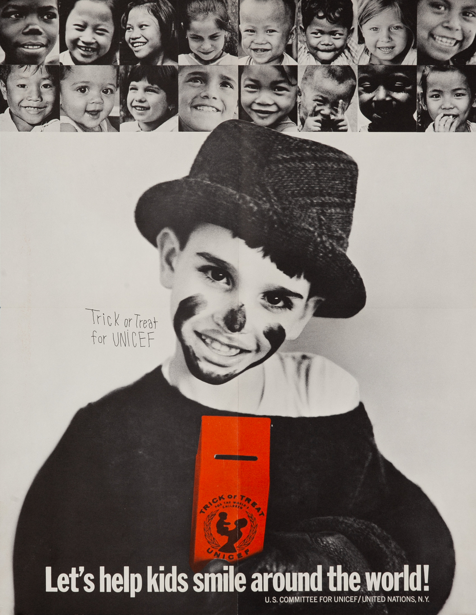 Let's Help Kids Smile Around the World Original Trick or Treat for UNICEF Poster