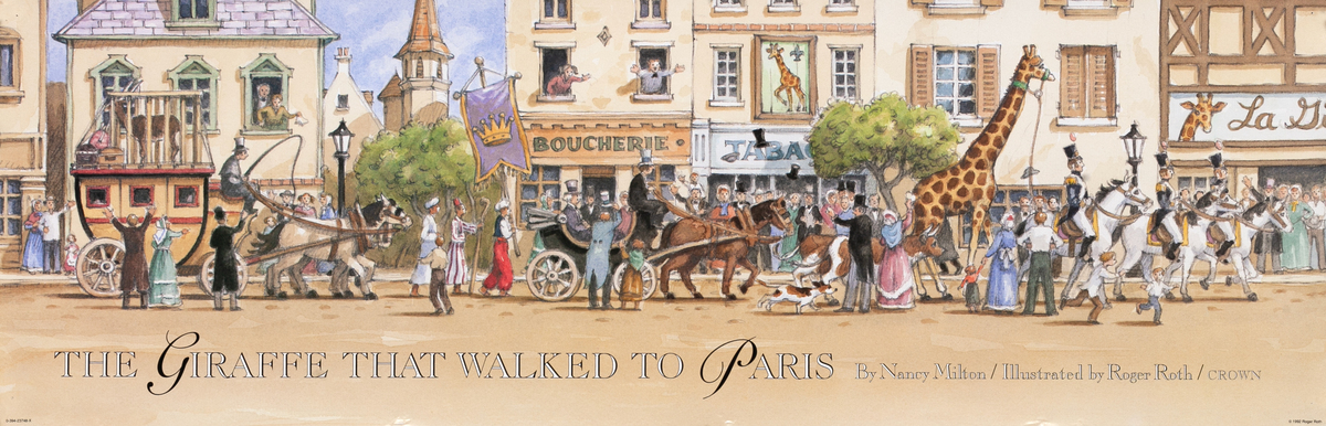 The Giraffe That Walked to Paris by Nancy Milton Original Children's Book Poster