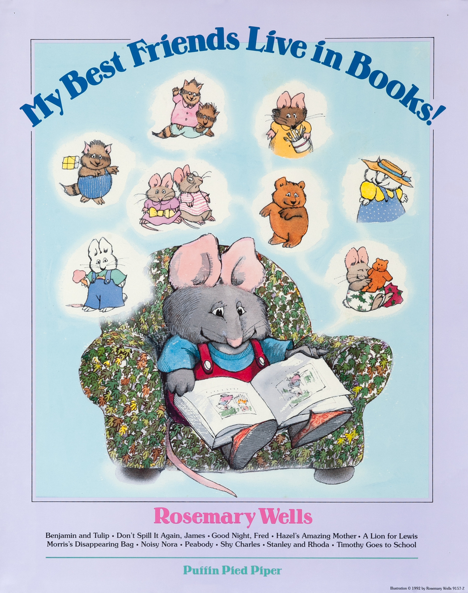 My Best Friends Live in Books Original Children's Book Poster