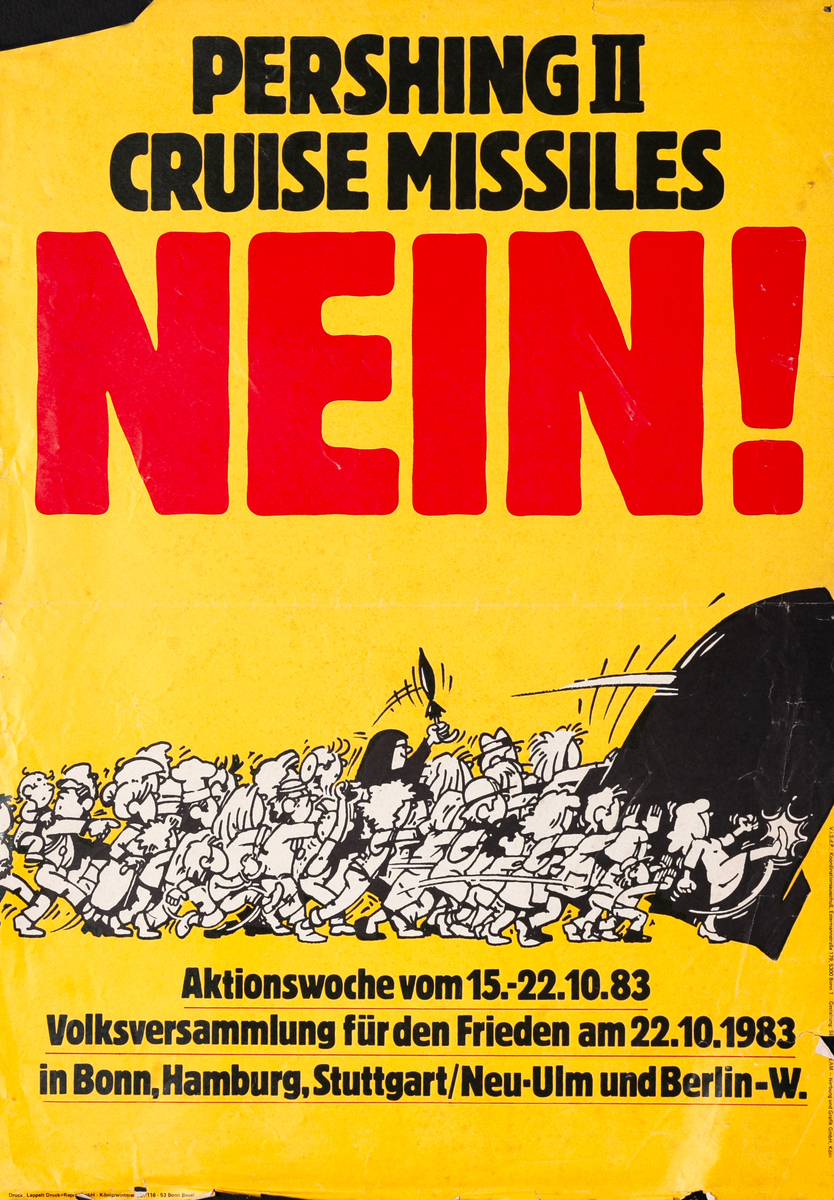 Pershing II Cruise Missiles Nein! Original German Anti-Nuclear Protest Poster