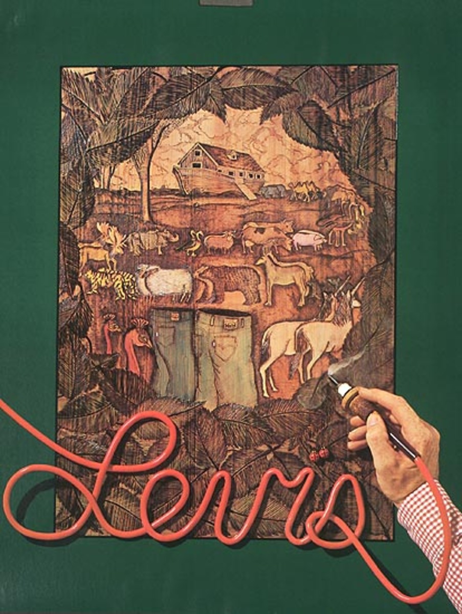 Levi's Pants Original Advertising Poster wood carving