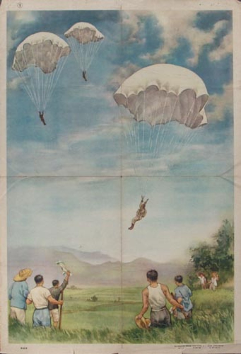Chinese Cultural Revolution Original Vintage Propaganda Poster Paratroopers