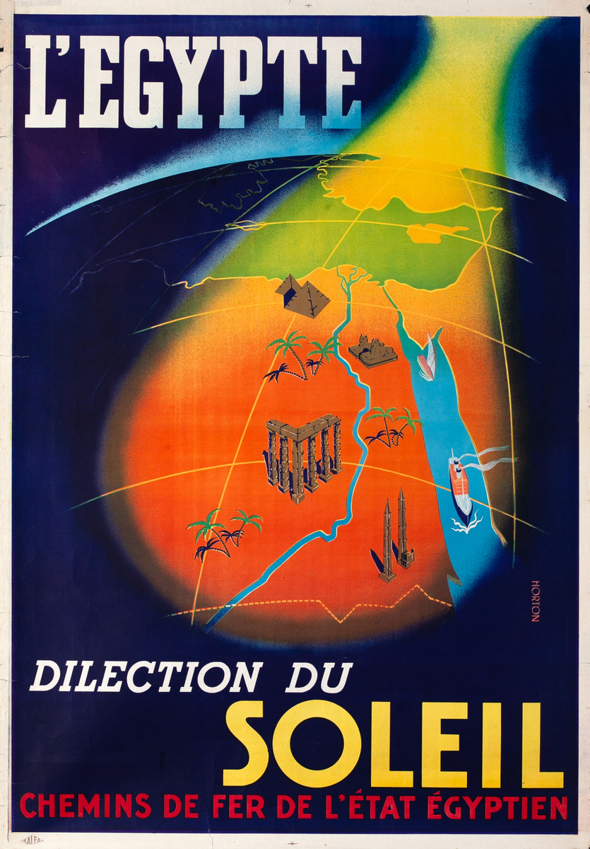Egypt Love of the Sun Original French Egyptian State Railways Travel Poster