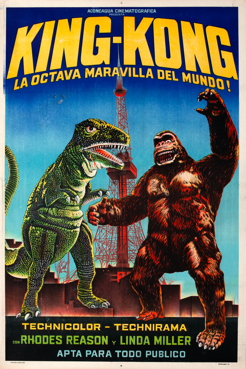 King Kong Escapes Argentinean 1 sh Movie Poster  Kong with wacky dinosaur