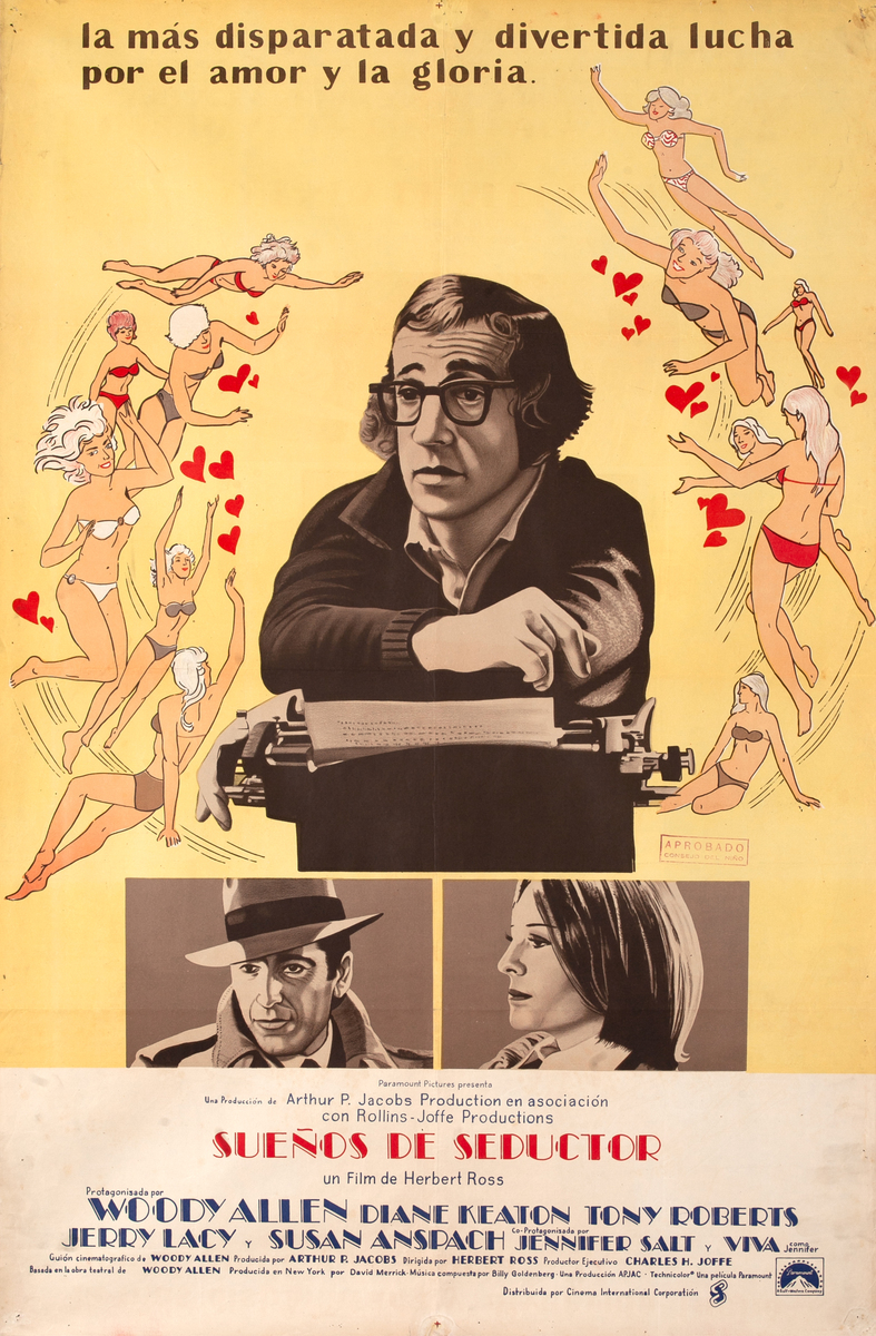Play it Again, Sam,  yellow Argentinean 1Sh Movie Poster Woody Allen surrounded by sexy girls!