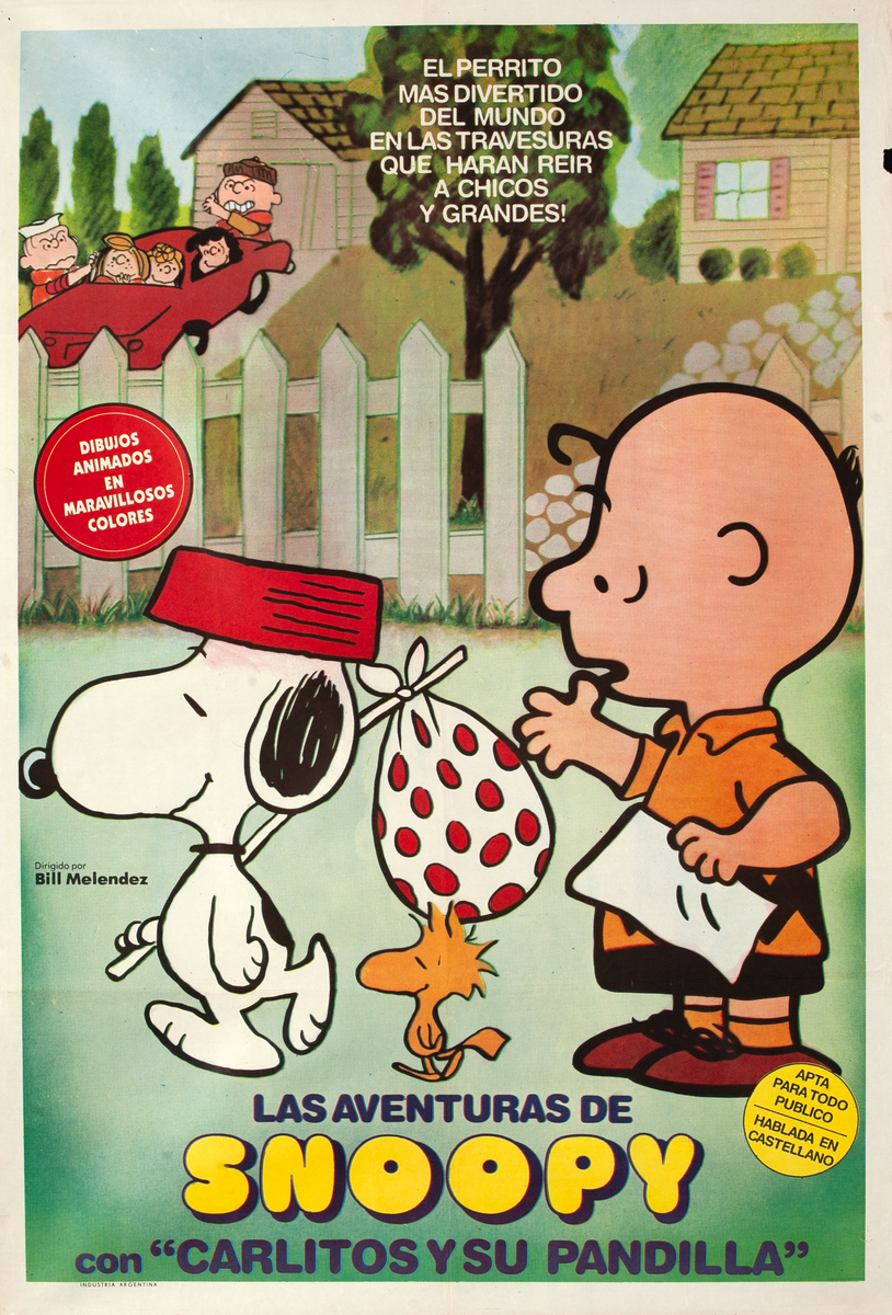 Snoopy Come Home / Race for Your Life Charlie Brown Argentinean 1sh Movie Poster  Charles Schulz cartoon!