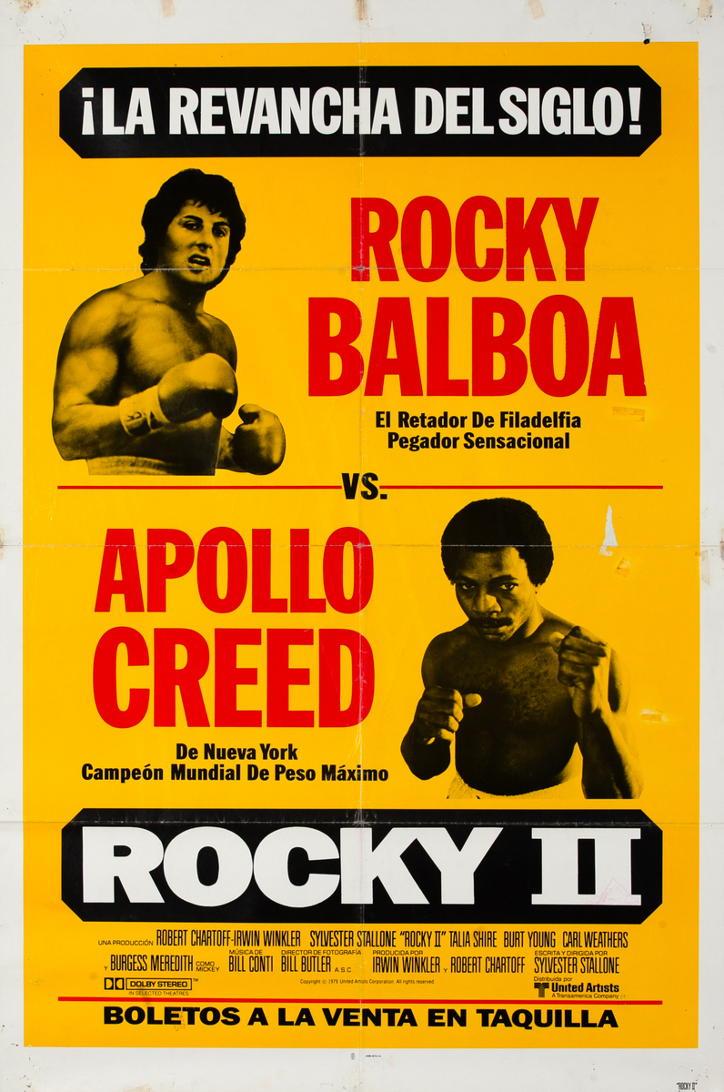 Rocky II Original Argentinian Movie Poster Rocky Balboa Apollo Creed The rematch of the century!