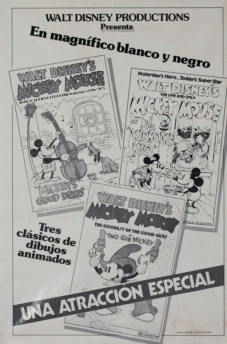 Walt Disney Three Classic Mickey Mouse Cartons in Black and White