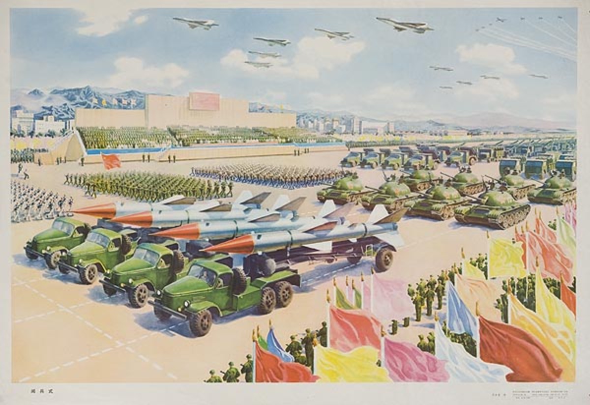 Military Missile Review Original Chinese Cultural Revolution Poster