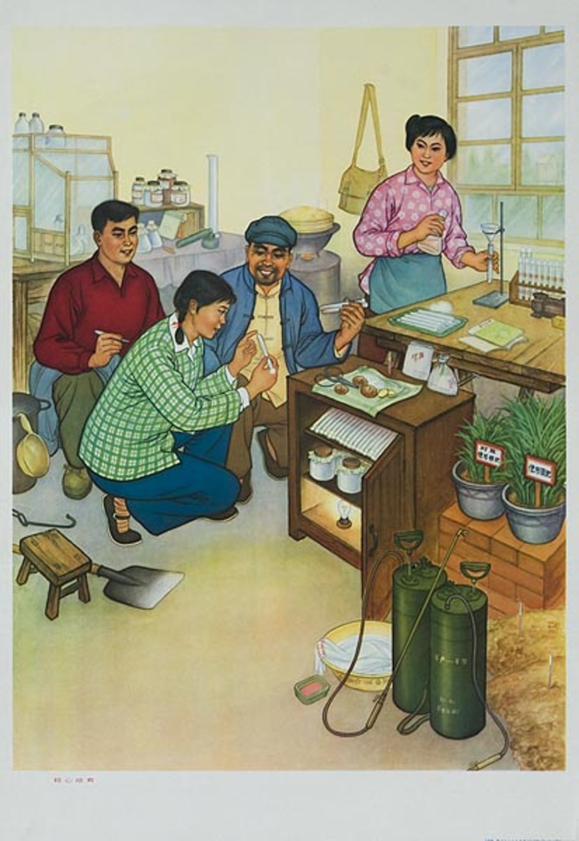 Original Chinese Cultural Revolution Poster Agriculture Class
